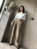 Women White Elegant Blouse New Skew Collar Three-quarter Sleeve Loose Fit Shirt Fashion Tide Spring Summer 2023