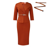 African Fashion Big Collar OL Tongle Temperament Elegant Bag-Upped Pencil Dress