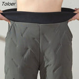 2023 Winter Warm Down Cargo Pants Women Elastic High Waist Harem Pantalones Woman Streetwear Solid Cotton