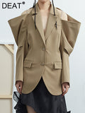 Fashion Women's Blazer Notched Single Breasted Shoulder Hollow Out Chain Design Suit Jackets Tide Spring 2023 New
