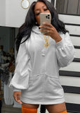 Puff Sleeves Zipper Blank Hooded