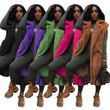Toloer New Women's Casual Pure Color Plush Sleeveless Long Cardigan Jacket-Outfit