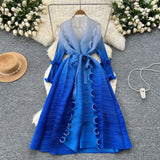 Strap Long Three-Home Folded Coat Female Fashionable Gradient Wood Ear Pressure
