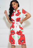 Fashion Print With Belt Short Sleeve