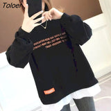New Spring Autumn Pullover Women's Thin Loose Korean Style Fake Two-piece Blouse Clothes Letter Printing Sweatshirt