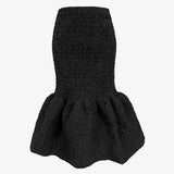 Casual Black Midi Skirt For Women High Waist Patchwork Pleated Folds Ruffle Hem Bodycon Skirts Female 2022