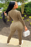 Winter Ribbed Zip Up Fitting Bodycon