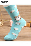 Autumn Women Socks Cartoon Animal Cute Sheep Cow Socks for Girls Warm Cotton Sock for Ladies Christmas