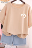 100 Cotton L-5XL Plus Size T Shirt Love Print Tshirt Short Sleeve Women's Tops Summer Kawaii Couple O Neck T