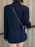 Women Fashion Blazer Waist Notched Collar Loose Long Sleeve Single Breasted Waist Suit Jackets Summer 2023 New