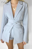 Casual Black Lace Up Patchwork Belt Female Blazers Notched Long Sleeve Korean Slim Women's Jackets Spring 2023 Fashion