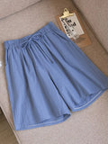 Length Cotton Linen Shorts Women Summer 2022 Elastic Waist Basic Short Pants Linen Loose Women's Bermuda Shorts For