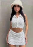 Sweet Asymmetrical Sleeveless High Waist Solid MiniTwo Piece Skirt