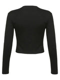 Rib Long Sleeve Printed Crop Top-Outfit