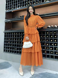 Chiffon Large Swing Thin A-Song Skirt French-Style Waist-To-Skin 100-Folded Dress New Lady Dress