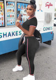 Tight Fitting Crop Top and Pants Casual Two Piece