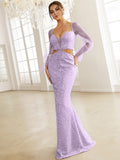 Cutout Mesh Flounce Sleeve