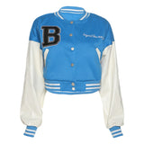 Sisterlinda Autumn Patchwork Letter Print Short Jacket Women Casual High Street Baseball Coat Female Sporty Y2K Sweatshirts