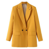 2023 Women Double Breasted Loose Blazer Office Lady Loose Classic Coat Basic Suit Jacket Female Chic Outwear