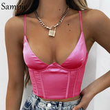 Chic Stain Women Strap Club Casual Bustier Corset Tube Tops 2021 Summer Sexy Black White Tank Tops Underwire Mini