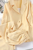 White Strap Casual Jacket Blazer Lace Up Wide Leg Pants Three Piece Elegant Women's Pants Set Summer