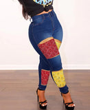 Print Patch Ripped High Waist Tight