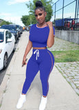 Tight Fitting Crop Top and Pants Casual Two Piece