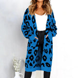 Autumn Winter Long Leopard Cardigan Women Knitted Sweater Oversized Coat Colorful Long Sleeve Women's Clothing Female