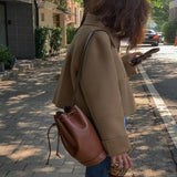 Autumn 2022 Korean Winter New Women Casual High End Black Short Double Sided 100% Wool Coat Loose Plus Size Woolen