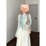 And Gentle Wind And Apricot Lace Half-Dress Woman 2025 Spring Irregular Temperament Big Skirt A Word Long