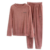 Pajamas Set Winter Warm Flannel Pajamas Homewear Thick Female Sleepwear Plush Pyjamas Suit Sweatshirt Hoodies Solid