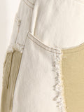 Fashion Women's Jeans Irregular Stitching Contrast Color Rough Edge Straight High Waist Denim Pants Autumn 2023 New