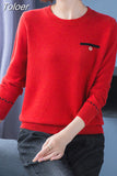 O-neck Women's Casual Bottom Blouse Harajuku Street O-neck Loose Solid Students Knitwear Clothes Tops Pullovers