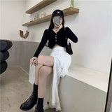 Party Casual High Waist Irregular Skirt Women White Korean Designer Ruffles Split Skirt Slim Office Lady Streetwear Chic Party
