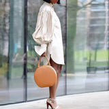 Summer Large-Size Loose Bubble Sleeves Solid-Color Open-Sleeved Shirt Dress