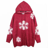 Womens Christmas Knitting Sweater Loose Warm Casual Thicker Hooded Elegance Streetwear Female Pullovers