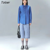 Women Shirts 2022 Spring Long Sleeves Polo Neck Loose Blouse Solid Casual Fashion