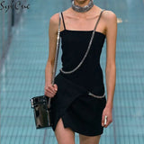 Europe And The United States Show Same Chic Niche Designer Models Generation-Weary Rhinestone Sling Dress Female
