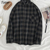 Loose Plaid Shirts Women 2023 Autumn Single Breasted Long Sleeve Shirt Woman Turn Down Collar Outwear Femme