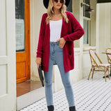Casual Knitted Long Cardigan Sweater Women Knitwear Coats Elegant Winter Female Tops Cardigans with Pockets Mujer