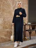 Dress New Season Autumn Winter 2 Piece Hijab Knitwear Suit Islamic Muslim Clothing Long Cardigan Model Made in