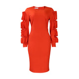 Large-Size Women's Autumn New Fashion Temperament Tongle Elegant African Large-Size Long-Sleeved