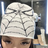 Y2k Spider Pattern Wool Acrylic Knitted Hat Women's Beanie Winter Warm Grunge Hip-hop Leisure Skull Outdoor Sports