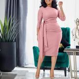 Women's Summer Office Dress Seven-Sleeved Flawed Bonded Professional Grand African