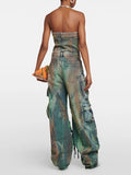Toloer New Fashion Spray Color Camouflage Wipe Chest Integrated Overalls Sexy Hot Girl Jumpsuit Woman-Outfit