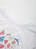 Fruity Butterfly Print Crop Top-Outfit