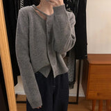 Heart Machine Women's Neckline Hollow Single Buckle Knitted Shirt 2025 New Loose Winter Small