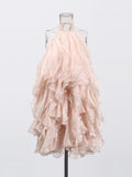High-End Dress Women 2025 Autumn And Winter New Out-To-Shoulder Splicing Lotle Side Design Short Dress Women's Clothing