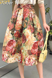 Skirts Women High Waist Temperament Jacquard A-line Jupe Fashion Floral Korean Elegant Skirt 2023 Faldas Mujer De