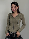 Wind Pocket Splicing Zipper Short Jacket Women's Autumn Hooded Casual New